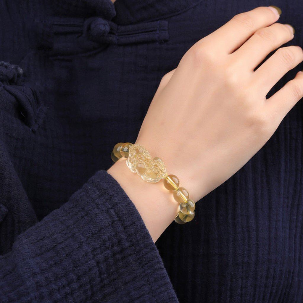Citrine Pixiu Bracelet – Wealth & Protection | Zen Ara Grove