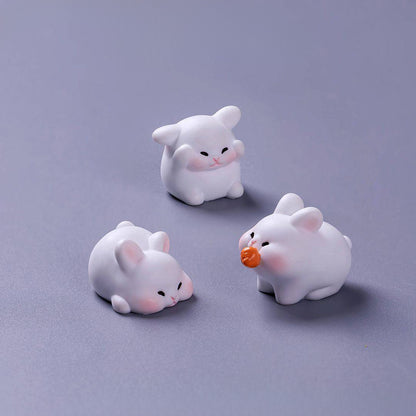 Cute Foraging Bunny Miniature Figurine – Handmade Micro Landscape Decor  | Zen Ara Grove