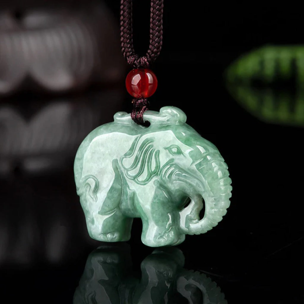 Jade Stone Pendant of 'Peaceful Elephant' – Symbol of Harmony & Good Fortune | Zen Ara Grove