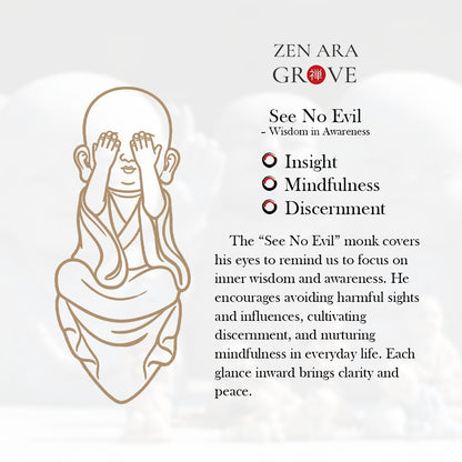 Ceramic “Three No Evils” Monk Figurines – Symbol of Wisdom, Purity & Mindfulness | Zen Ara Grove