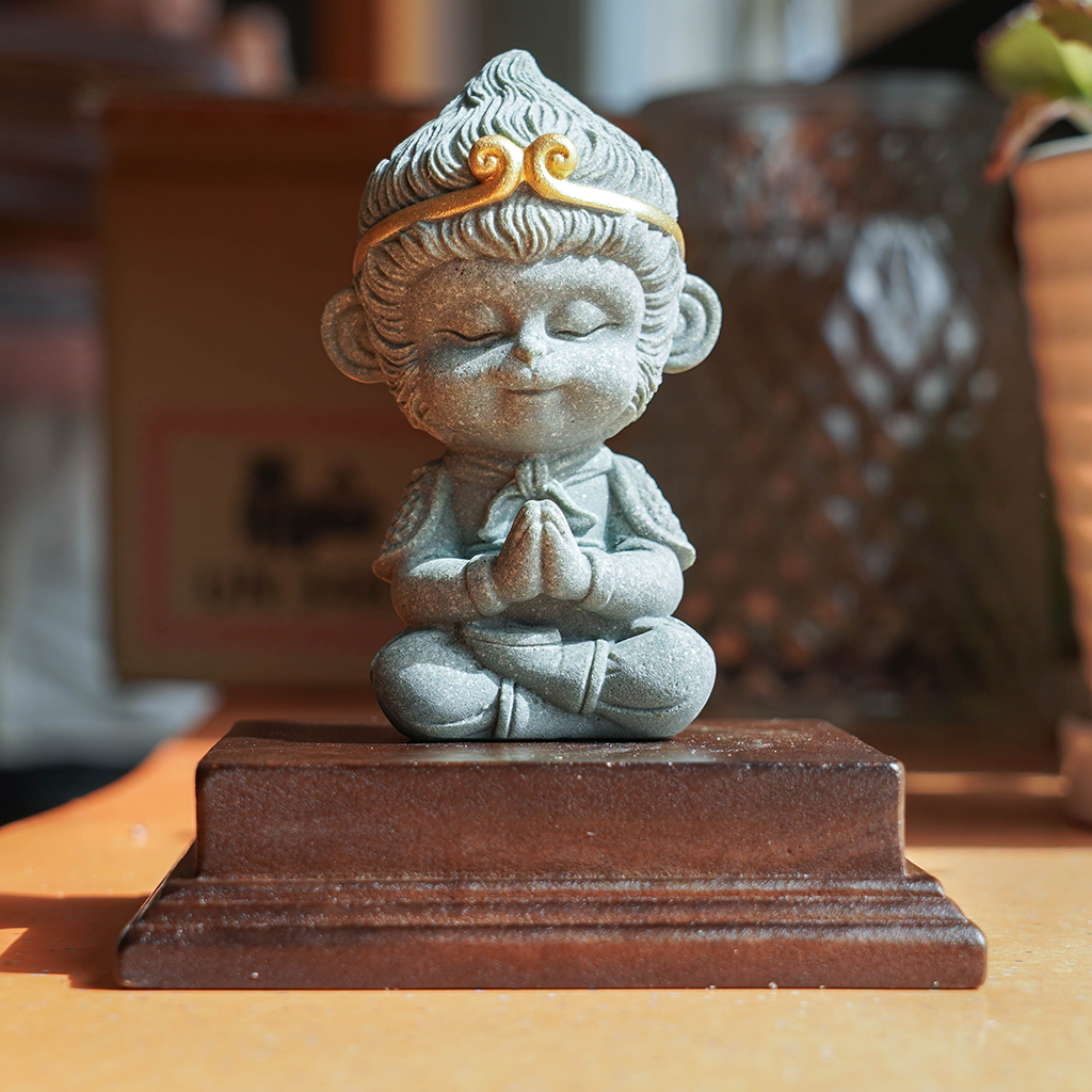 Stone "Monkey King" Wukong Statue – The Great Saint of Battle Folk Art Sculpture | Zen Ara Grove