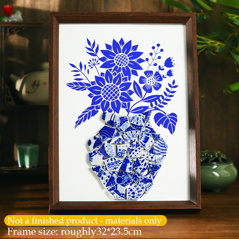 Handmade DIY Blue and White Porcelain Mosaic Ceramic Painting | Zen Ara Grove