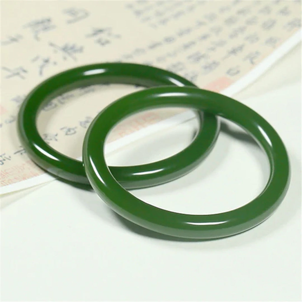 Serene Fortune – Slim Jade Bangle of Blessing and Longevity | Zen Ara Grove