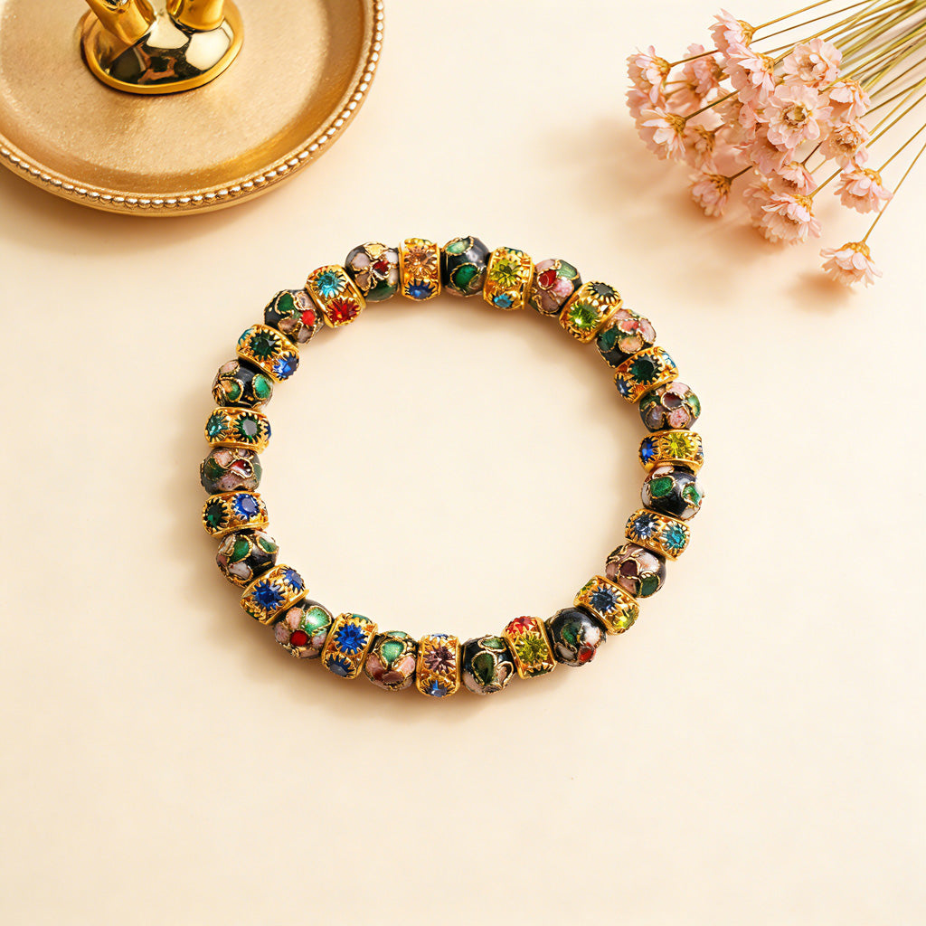 Handcrafted Cloisonné Beaded Bracelet – Symbol of Blessing and Heritage | Zen Ara Grove