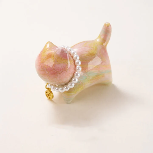 Sandalwood Lucky Mini Cat Lacquer Craft Healing Decoration Random Color(Blind Box) | Zen Ara Grove
