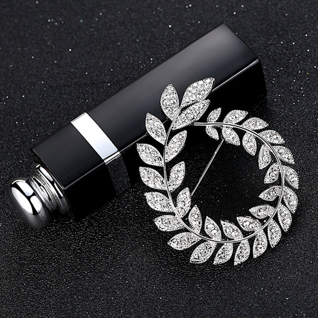 Crystal-Studded Olive Wreath Pin – Symbol of Harmony and Hope | Zen Ara Grove