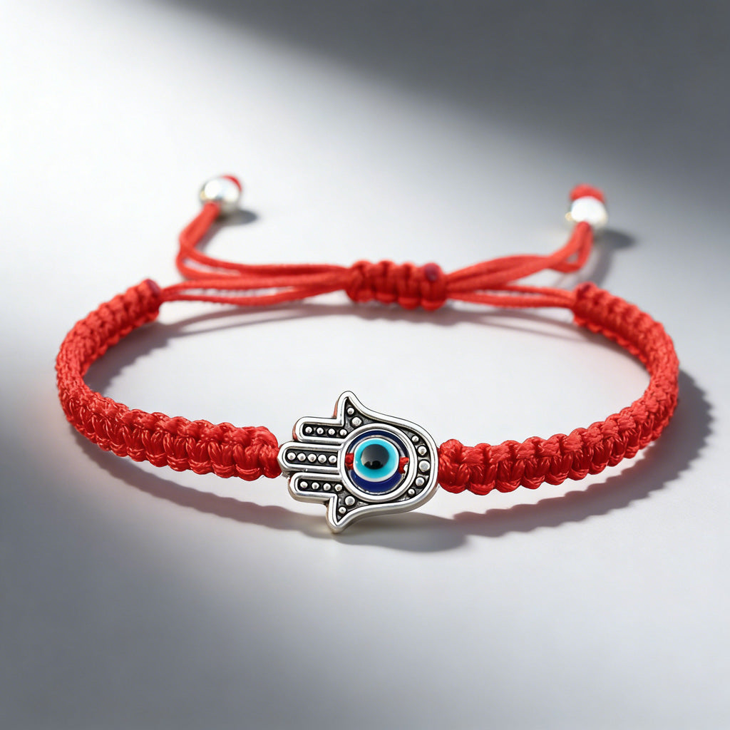 Handwoven Evil Eye Bracelet with Alloy Center – Charm of Protection | Zen Ara Grove