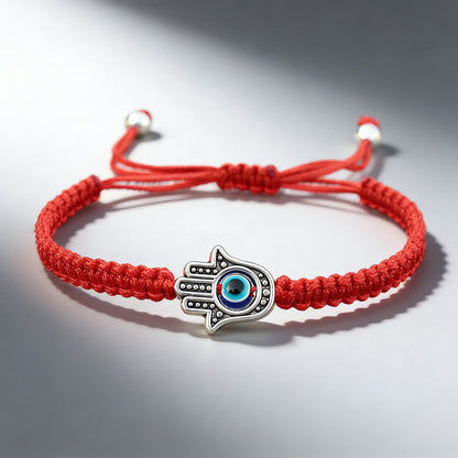 Handwoven Evil Eye Bracelet with Alloy Center – Charm of Protection | Zen Ara Grove