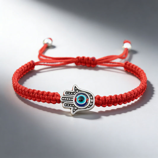 Handwoven Evil Eye Bracelet with Alloy Center – Charm of Protection | Zen Ara Grove
