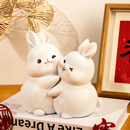 Bunny & Duck Hug Figurine Set – Symbol of Warmth & Blessing | Zen Ara Grove