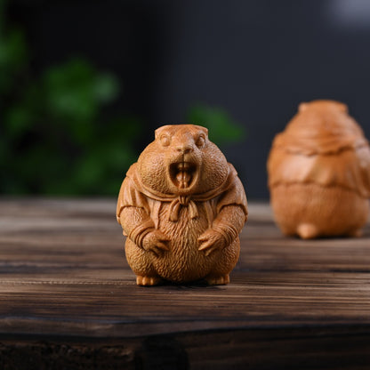 Handcrafted Marmot Desk Ornament – Premium Golden Sandalwood & Juniper Blend | Zen Ara Grove