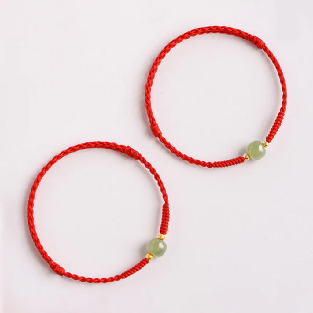 Adjustable Lucky Red Rope with Jade-Like Barrel Bead – A Touch of Harmony | Zen Ara Grove