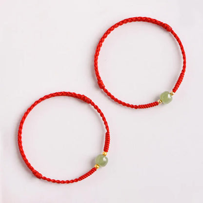 Adjustable Lucky Red Rope with Jade-Like Barrel Bead – A Touch of Harmony | Zen Ara Grove