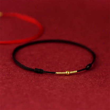 Adjustable Hand-Knotted Cord Bracelet or Anklet with Gold-Tone Bead — Confidence & Hope