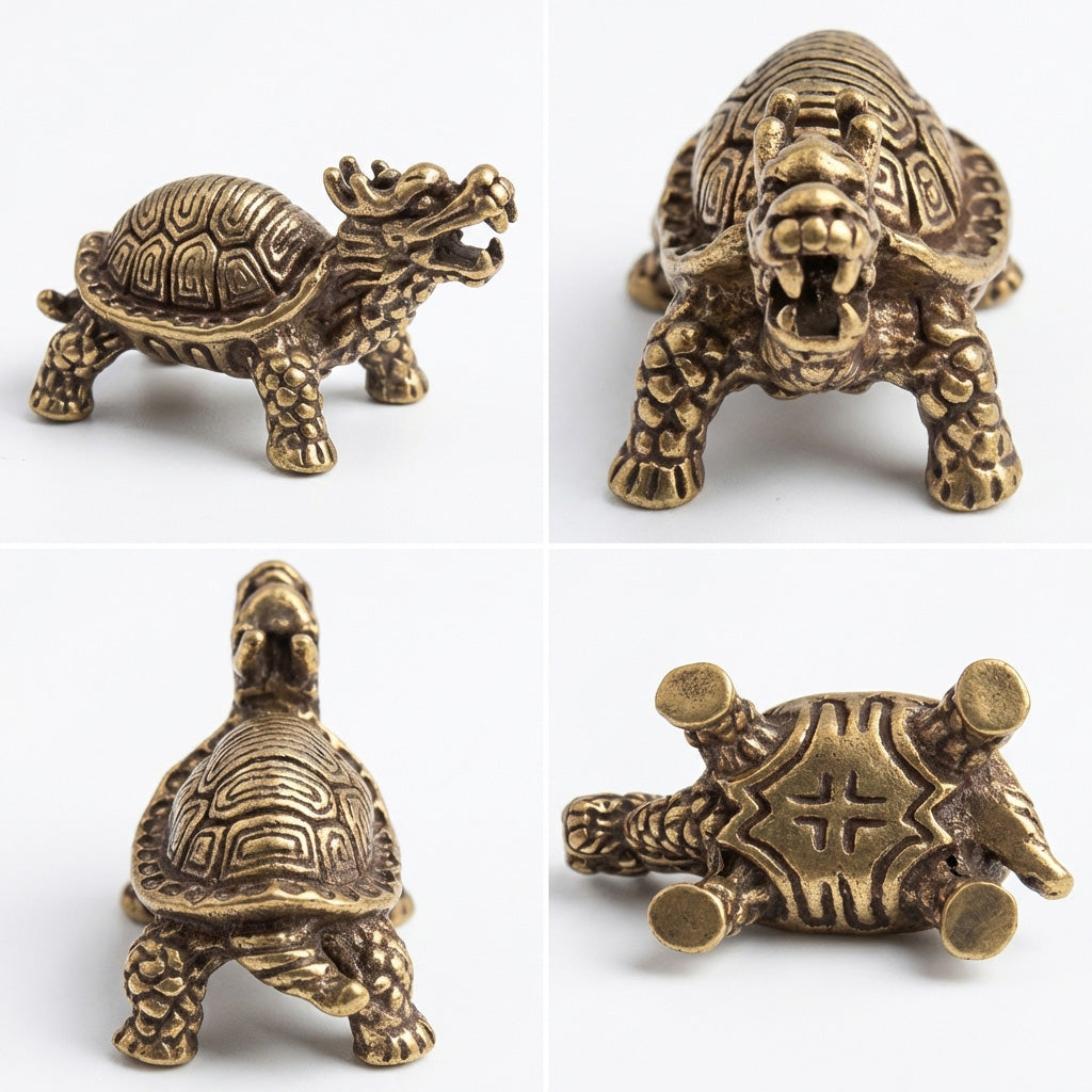 Handcrafted Brass Turtle Figurine Set – Symbols of Longevity, Protection & Good Fortune | Zen Ara Grove