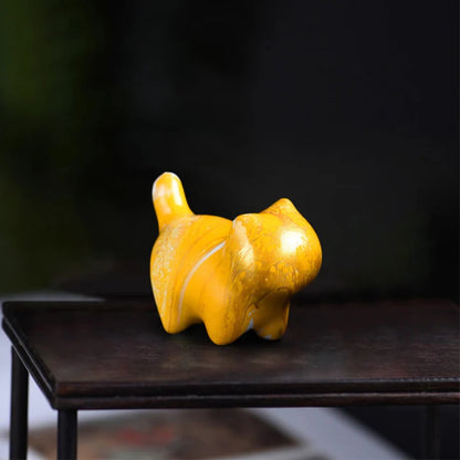 Mini Lovely Cat Ebony Wood Lacquer Craft Peace Decoration  | Zen Ara Grove