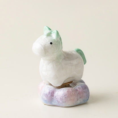 Crystal‑Glazed Ceramic Horse Figurine – Symbol of Vitality & Good Fortune – Rotating Design Tea Table Ornament | Zen Ara Grove