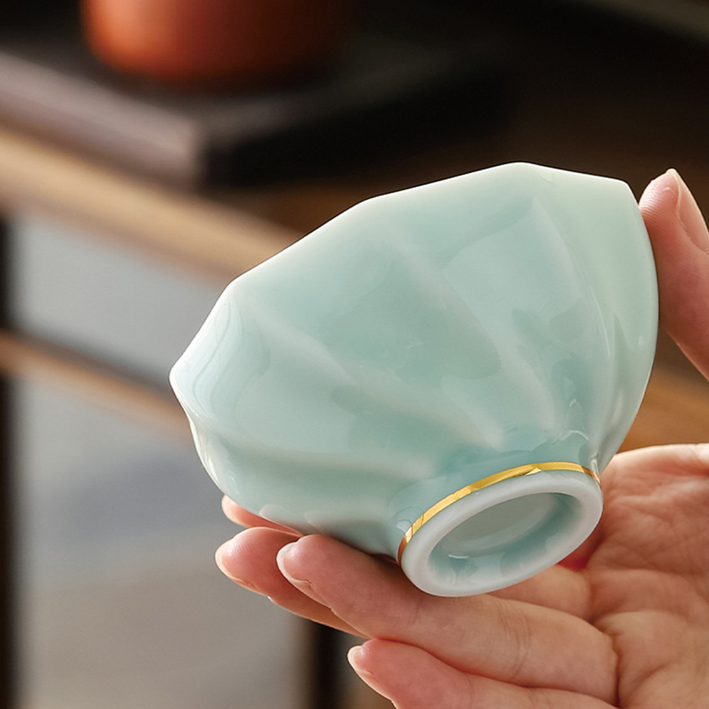 Celadon Porcelain Koi Fish Teacup – Artistic Green Glaze Tea Bowl | Zen Ara Grove