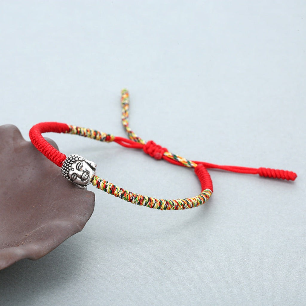 Original Buddha Head Pull-Cord Bracelet – Handwoven Spiritual Charm | Zen Ara Grove