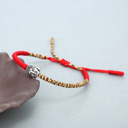 Original Buddha Head Pull-Cord Bracelet – Handwoven Spiritual Charm | Zen Ara Grove