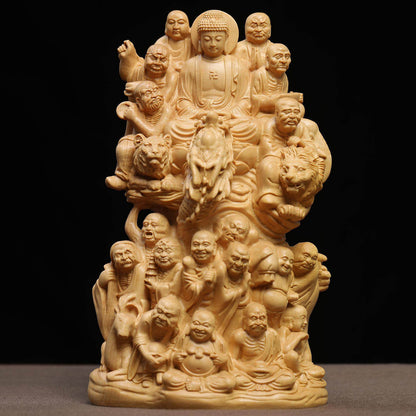 Handcrafted Eighteen Arhats Dragon and Tiger Taming Buddha Figurine – Strength & Protection | Zen Ara Grove