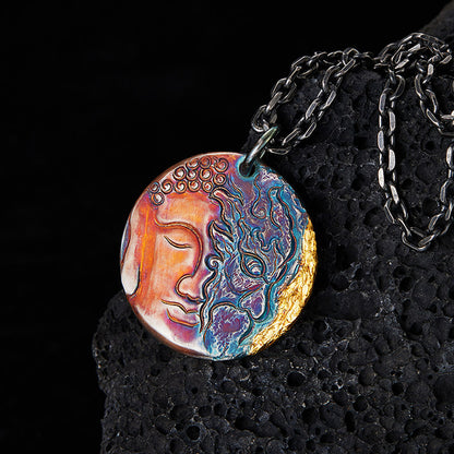 99 Silver Half Demon Half Buddha Pendant – Embrace Your Duality | Zen Ara Grove