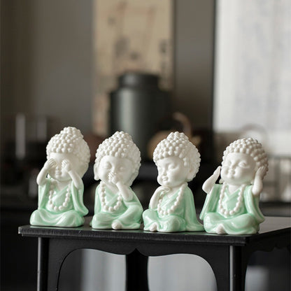Ceramic Buddha Figurine – Zen Mini Tathagata with Four Noble Reminders | Zen Ara Grove