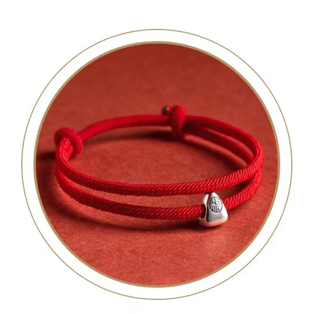 Adjustable Hand-Braided S925 Sterling Silver Fu Bracelet — Blessing & Strength