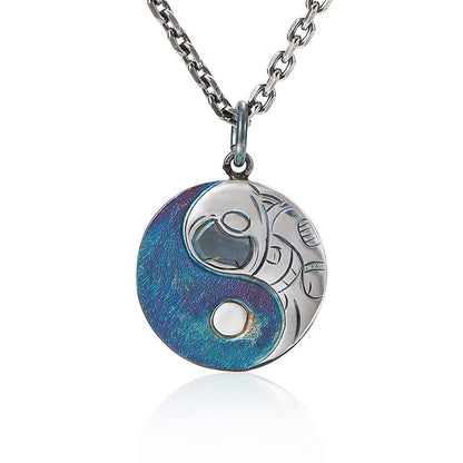 Custom 99 Silver Yin‑Yang Galaxy Pendant – Personalized Necklace of Courage & Infinity | Zen Ara Grove