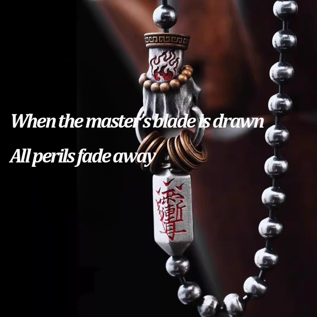 Taoist Ziwei Engraved Dagger Bracelet – Beidou & Nandou Stars, Fire Wrist, 14 Beads | Zen Ara Grove