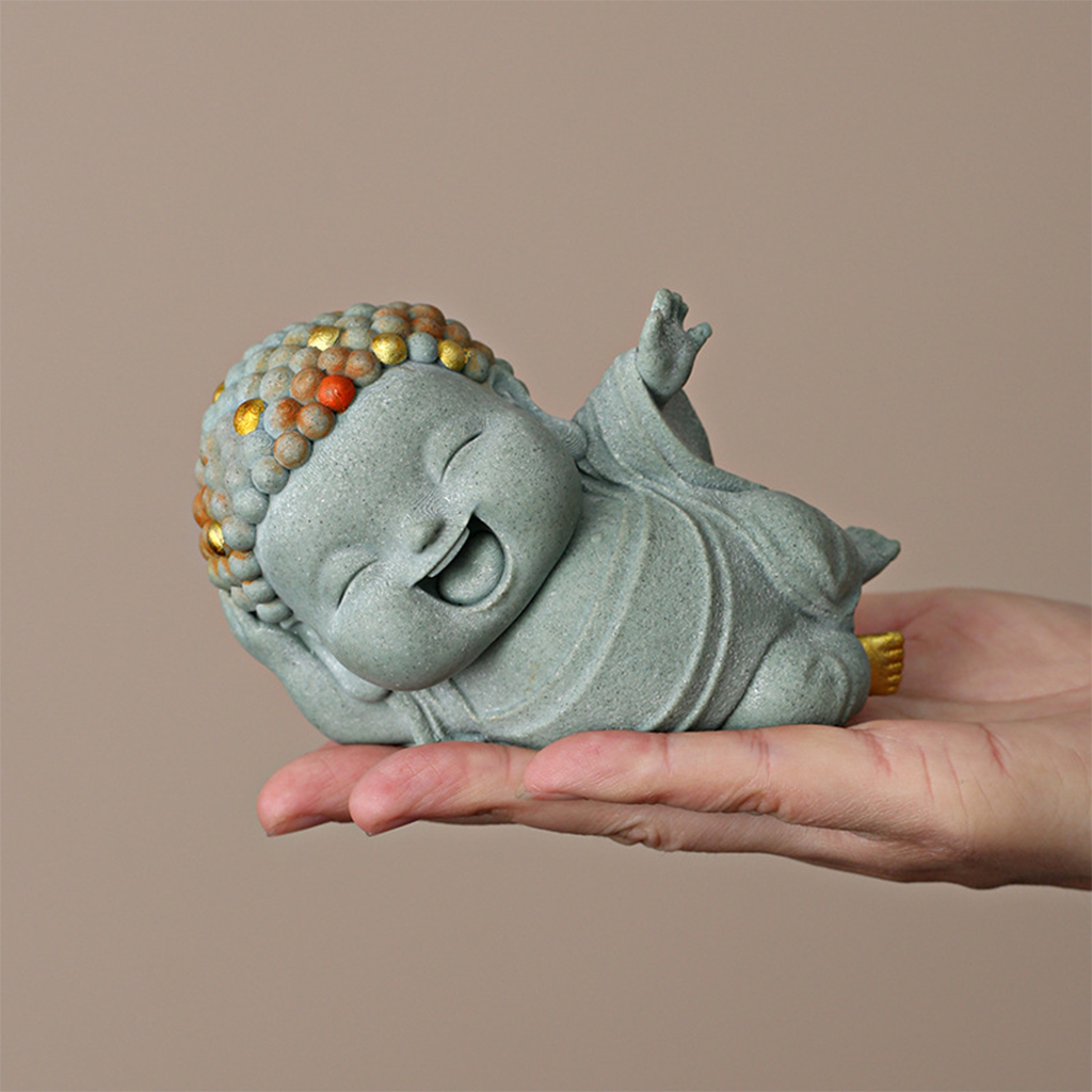 Lying Buddha Novice Statue – Essence of Contentment and Harmony | Zen Ara Grove