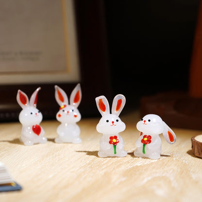 "Bunny Gathering"Handcrafted Glass Figurines – A Scene of Joy and Innocence  | Zen Ara Grove