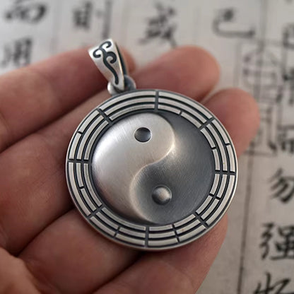 Solid 999 Fine Silver  Taiji Bagua Pendant Necklace – Symbol of Harmony and Inner Balance | Zen Ara Grove