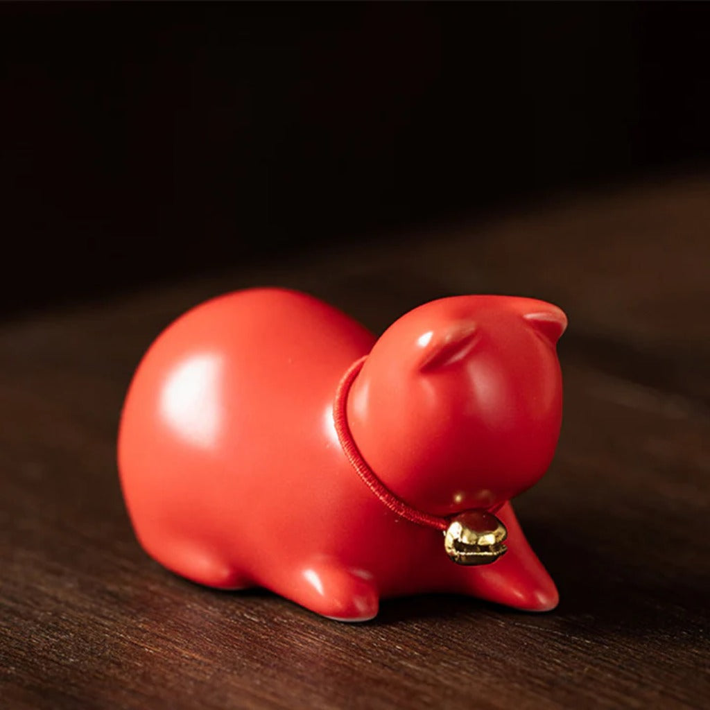 Mini Small Cute Cat Tea Pet Ceramic Home Desk Figurine Decoration | Zen Ara Grove