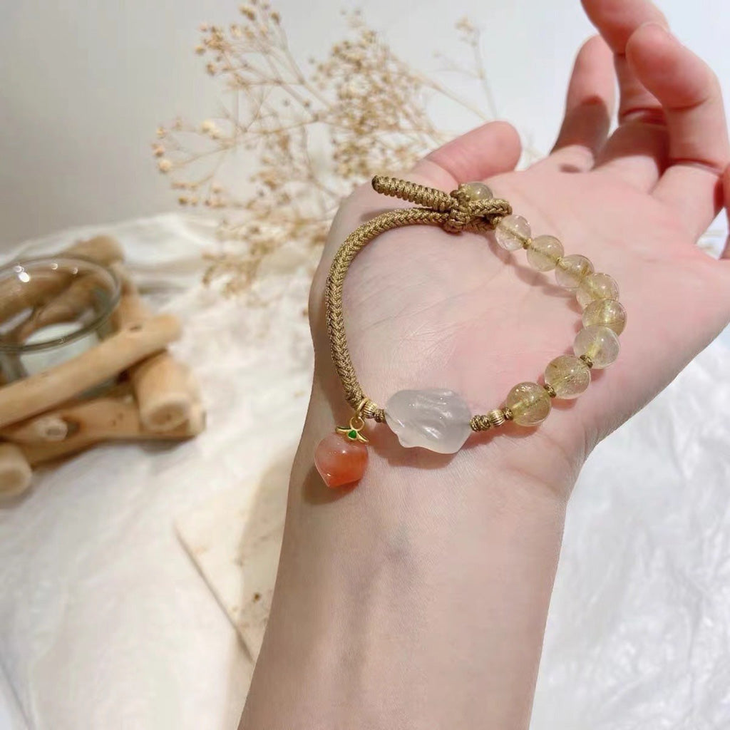Hetian Jade Zodiac Rabbit Handwoven Cord Bracelet – Protection & Blessing | Zen Ara Grove
