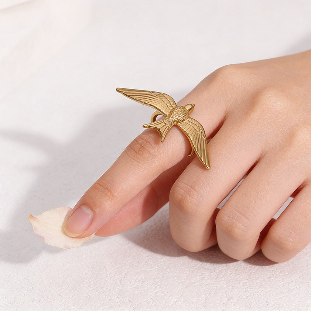 Adjustable Stainless Steel Peace Dove Ring – Symbol of Hope and Harmony | Zen Ara Grove