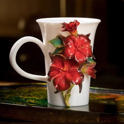 Handcrafted Heritage Porcelain Cup – Roses Blooming from the Surface | Zen Ara Grove