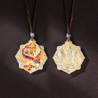 Koi Fish Silver Pendant Necklace – Symbol of Luck & Prosperity – 999 Fine Silver Hand‑Carved Double‑Sided Design | Zen Ara Grove