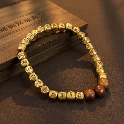 Golden Light Mantra Bracelet – Daoist Red Cinnabar Script Beads | Zen Ara Grove