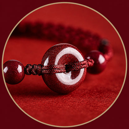 Adjustable Cinnabar Peace Buckle Cord Bracelet — Balance & Good Wishes