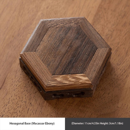 Macassar Ebony Wooden Base – Square or Hexagonal Base for Showcasing Items | Zen Ara Grove