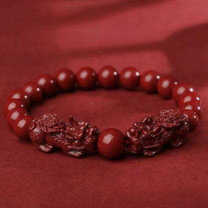 Red Cinnabar Pixiu Beaded Bracelet – Protection & Prosperity | Zen Ara Grove