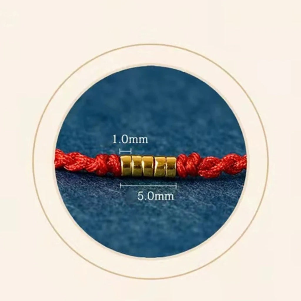 Fully Square Knot Woven Rope with Bead Accents Adjustable Fit – Four-Fold Harmony and Prosperity | Zen Ara Grove