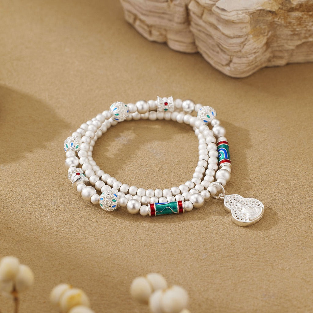 Enamel Gourd & Lotus Bracelet – Purity in Every Bead | Zen Ara Grove