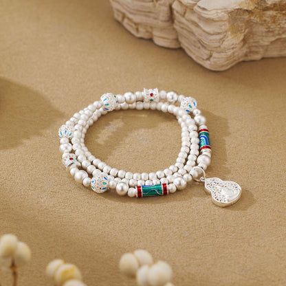 Enamel Gourd & Lotus Bracelet – Purity in Every Bead | Zen Ara Grove