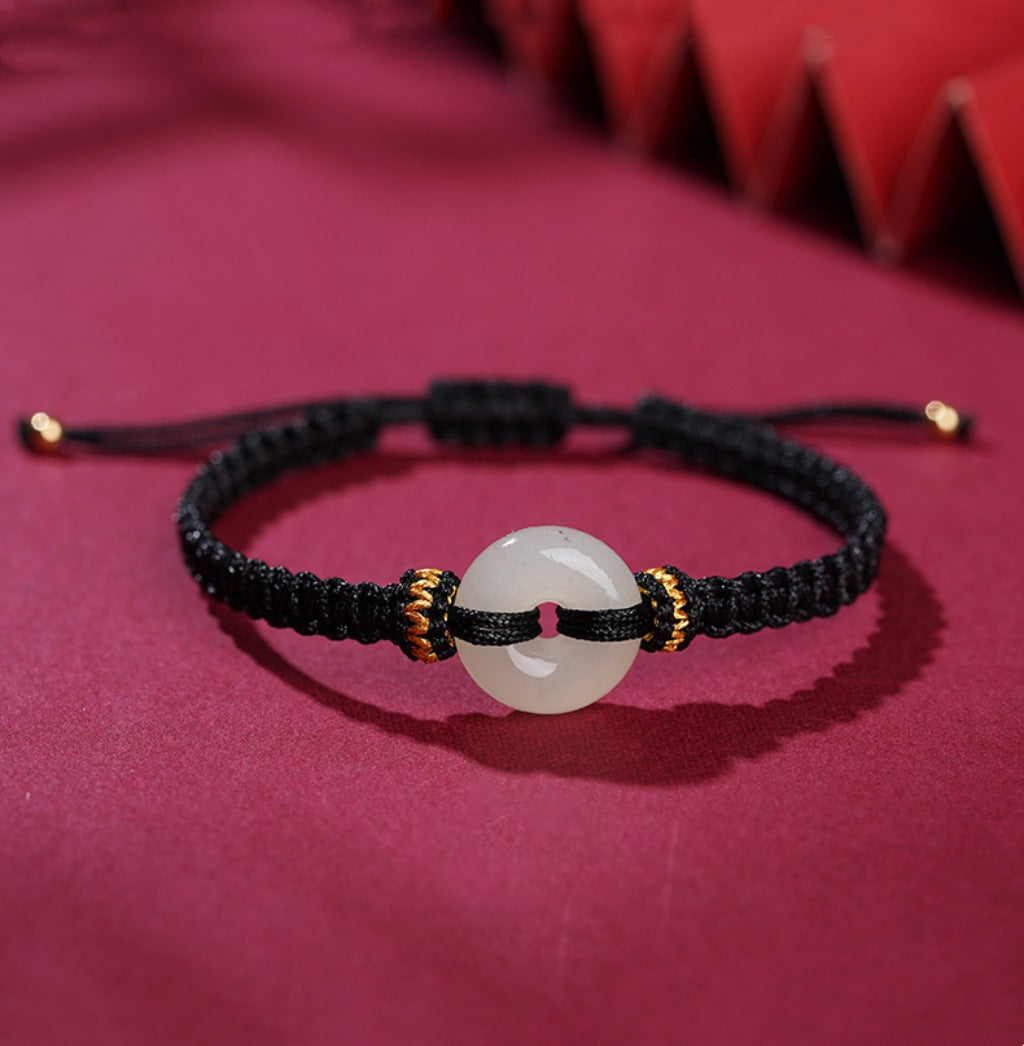 Hetian Jade Safety Knot Handwoven Bracelet – Luck & Prosperity | Zen Ara Grove