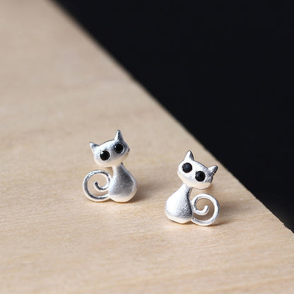 925 Sterling Silver Posts Cute Cat Kitten Blessing Stud Earrings | Zen Ara Grove