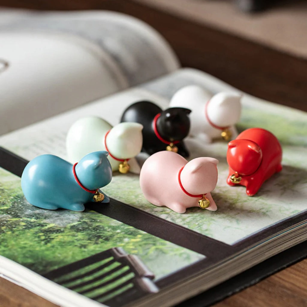 Mini Small Cute Cat Tea Pet Ceramic Home Desk Figurine Decoration | Zen Ara Grove