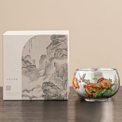 999 Silver Tea Cup – Emblem of Serenity & Blessing – Fine Hammered Finish | Zen Ara Grove