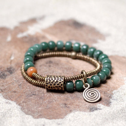 Vintage Ethnic Green Bodhi Root Bracelet | Zen Ara Grove